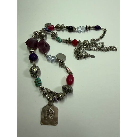 3 purple lavender statement bib flower floral bling enamel necklaces bundle lot - Picture 5 of 10